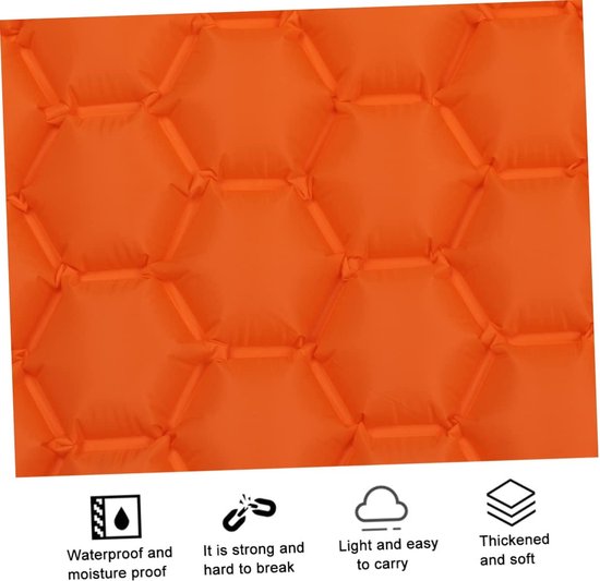 Opblaasbaar Slaapmatje - Kampeer Matje - Buiten Kamperen - Lichtgewicht Compact - 192x58x6cm - Oranje — afbeelding 5