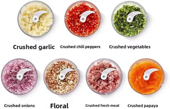 Elektrische knoflooksnijder, mini draagbare groentesnijder, knoflooksnijder, uiensnijder, snoerloze elektrische keukenmachine, geschikt voor gember, chilipepers, fruit, vlees en andere ingrediënten (groen). — afbeelding 5