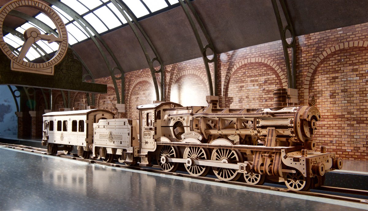 UGEARS 3D Modelbouw - Hogwarts™ Express - Harry Potter™ - Mechanisch Bouwpakket Hout - Educatief Speelgoed — afbeelding 12