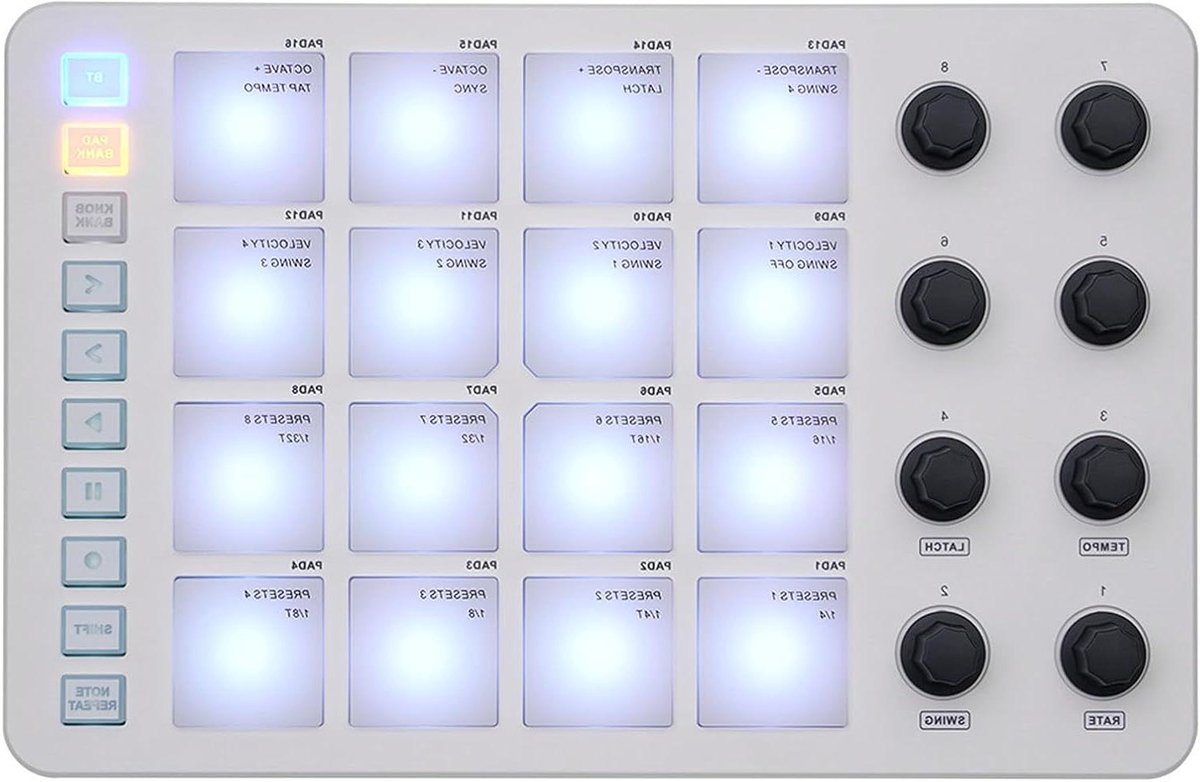 Draadloze MIDI Controller - USB Drumpad - Muziek Maken - 16 RGB Pads - 22.7 cm - Zwart
