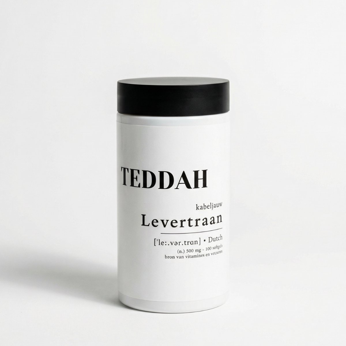TEDDAH Kabeljauw Levertraan - Puur Natuur - 500 mg - 100 softgels - Vetzuren en Vitamines - Halal
