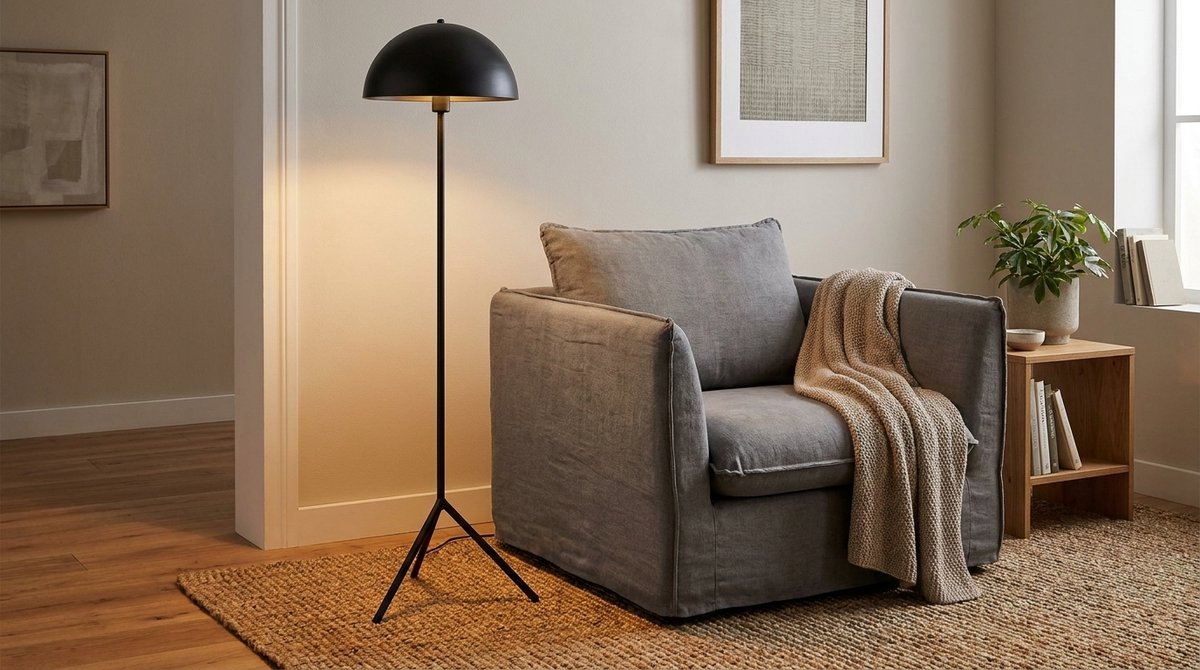 Vloerlamp House&Garden Globe Noir – Moderne Zwarte Metalen Staande Lamp met E27 Fitting – Industriële Design Vloerlamp met Driepoot – Dimbare Staande Lamp voor Woonkamer, Slaapkamer & Kantoor – 152 cm