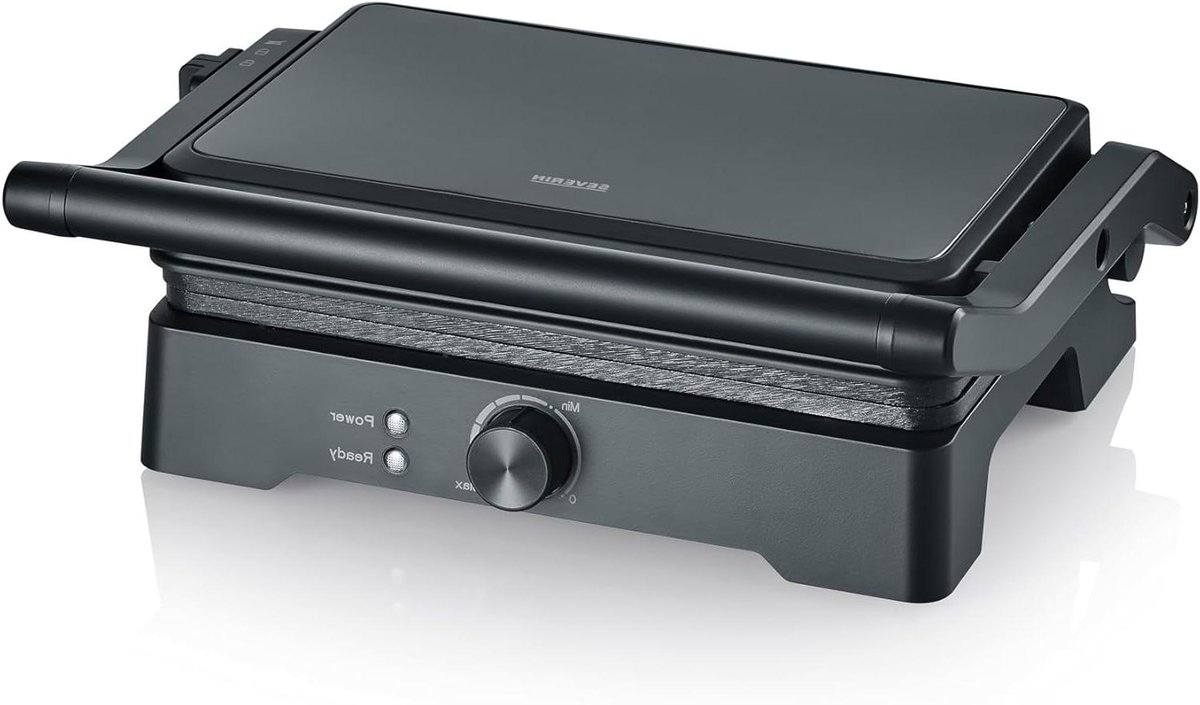 Contactgrill XL - Panini maker Tafelgrill - Vetarm Grillen - PFAS-vrije Platen - 28 x 17 cm - Zwart
