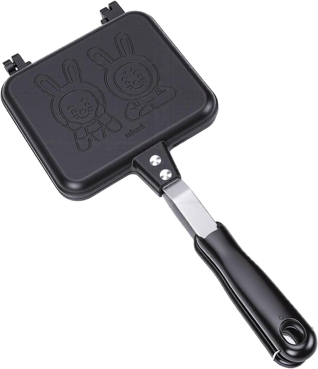 Dubbelzijdige Tosti-ijzer - Sandwichmaker Panini-pers - Ontbijt Maken - Konijnpatroon Design - 38 x 18 x 4 cm - Grijs