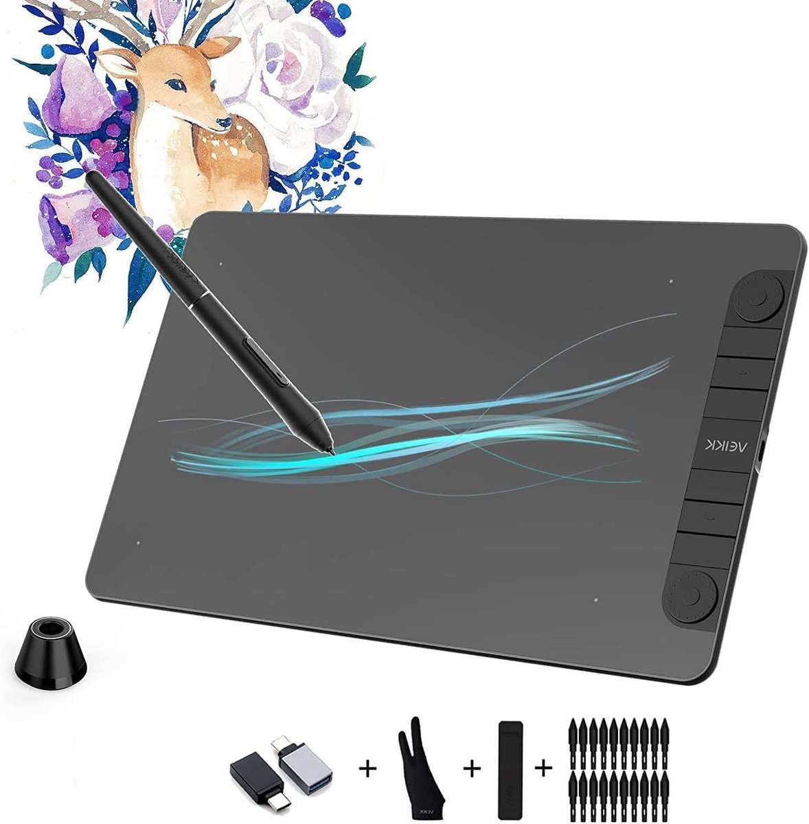 Grafisch Tekentablet - Pennentablet Tekenen - Digitale Kunst - 8192 Drukniveaus - 10 x 6 Inch - Zwart