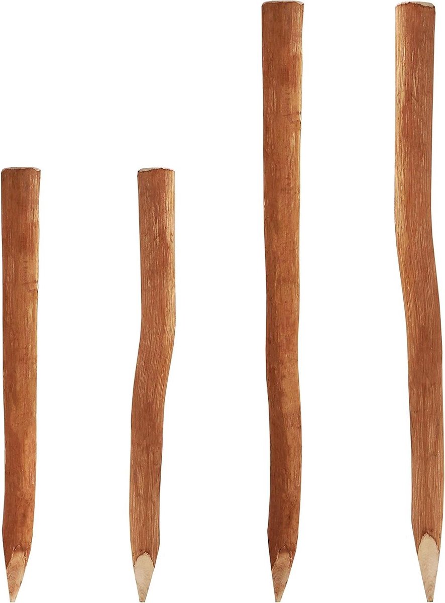 Houten Palen - Steunpalen Piket - Tuinondersteuning Planten - Duurzaam Hazelnoothout - 25 Stuks 105cm - Bruin