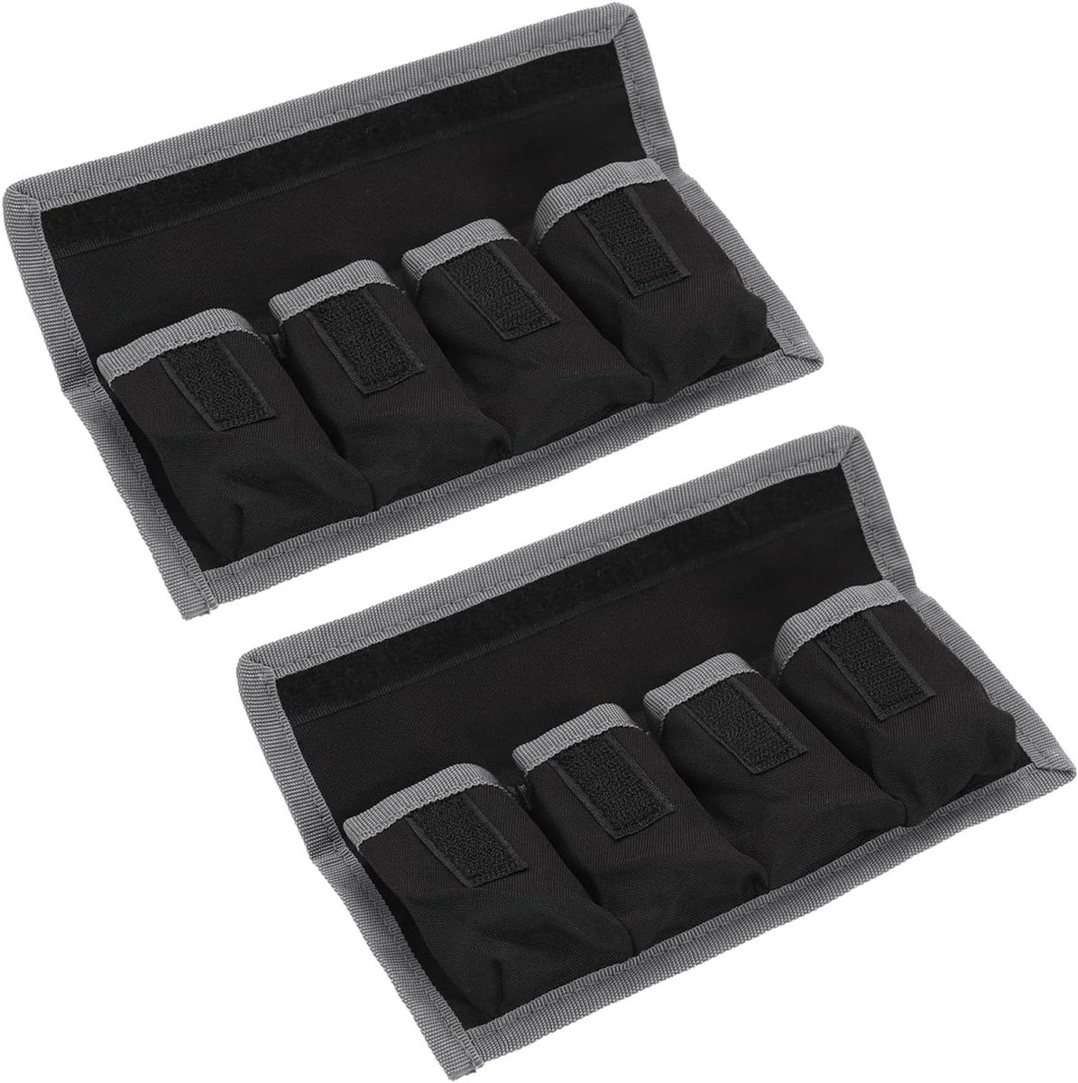 Batterij Opbergtas - Batterij Pouch - Camera Accessoires - Vier Vakken - 21.6x9x2cm - Grijs
