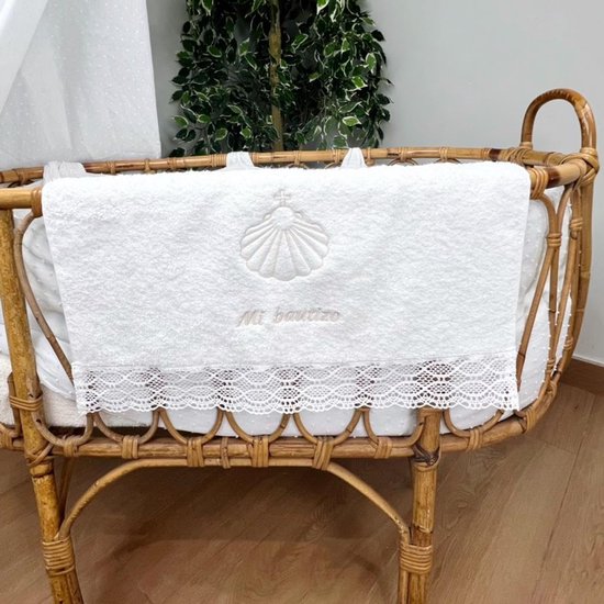 Doophanddoek met kant - Baby handdoek Doopgeschenk - Aandenken bewaren - 100% katoen - 50 x 100 cm - Wit — afbeelding 5