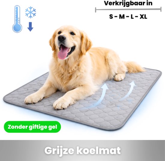 Koelmat Hond & Kat | Grijs XL | 100x70 cm | Verkoelingsmat Zonder Giftige Gel | Natuurlijke Koelwerking | Anti-Slip | Wasbaar