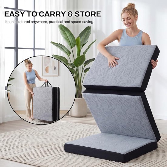 Opvouwbare Matras - Driepersoons Matras Gastenbed - Logeren en Reizen - Traagschuim met Wasbare Hoes — afbeelding 2