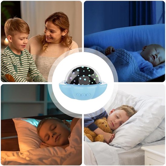 Kinderprojector Nachtlamp - Sterrenhemel Projector - Slaap Omgeving Creëren - Zachte Oogbescherming - 12 x 18 x 12 cm - Blauw — afbeelding 4