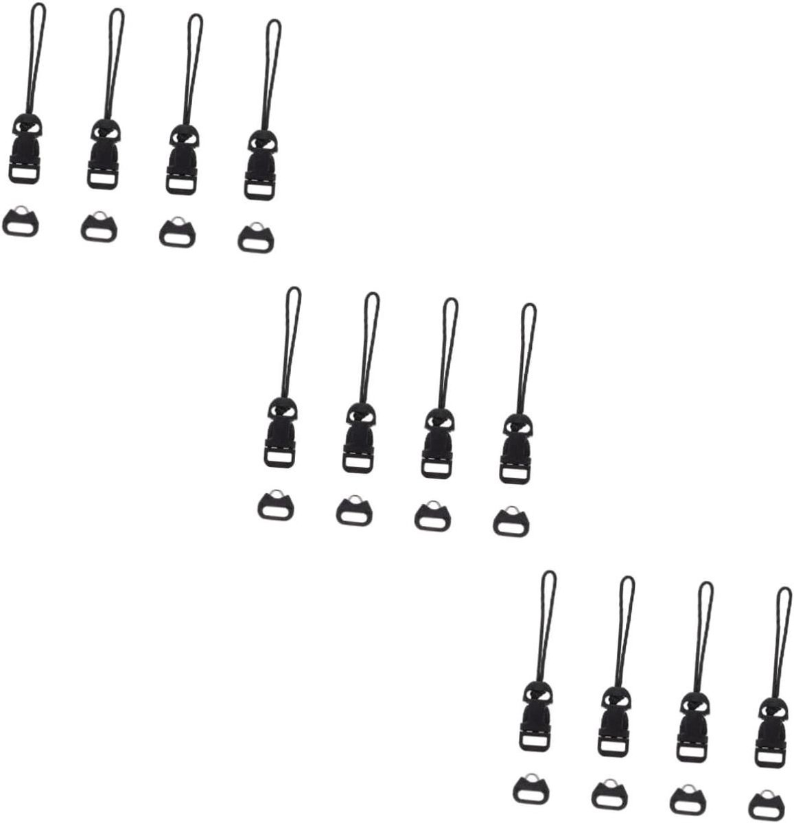 Camera Riem Oogjes - Snelsluiting Clips - Camera Bevestigen - Duurzaam Geweven Touw - 16 Stuks - Zwart