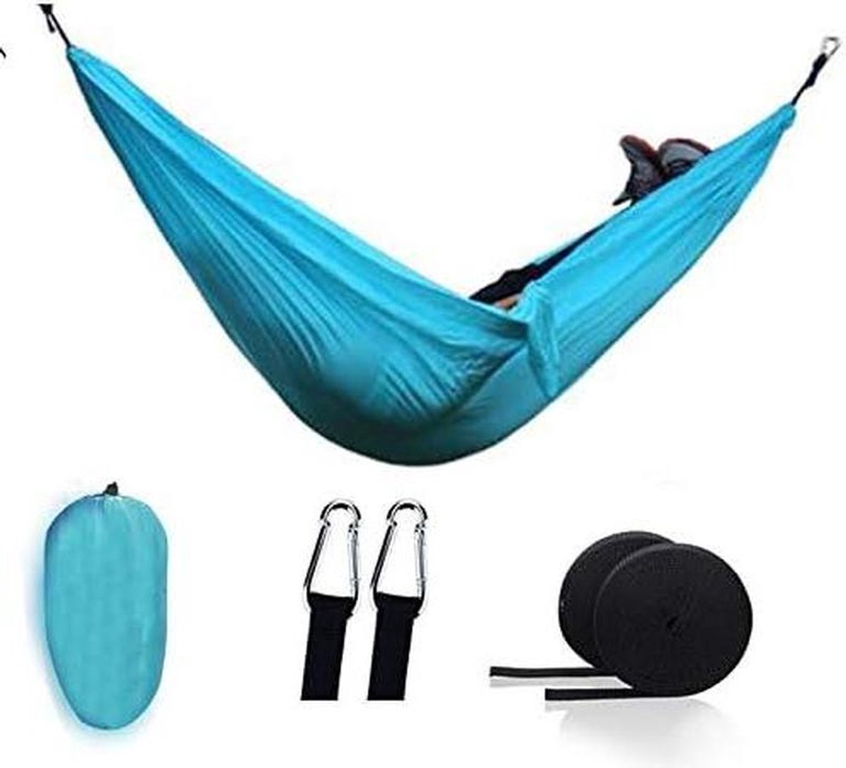 Hangmat 2 personen - Parachute model - Buiten ontspannen - Ultralichtgewicht - 1000 gram - Blauw