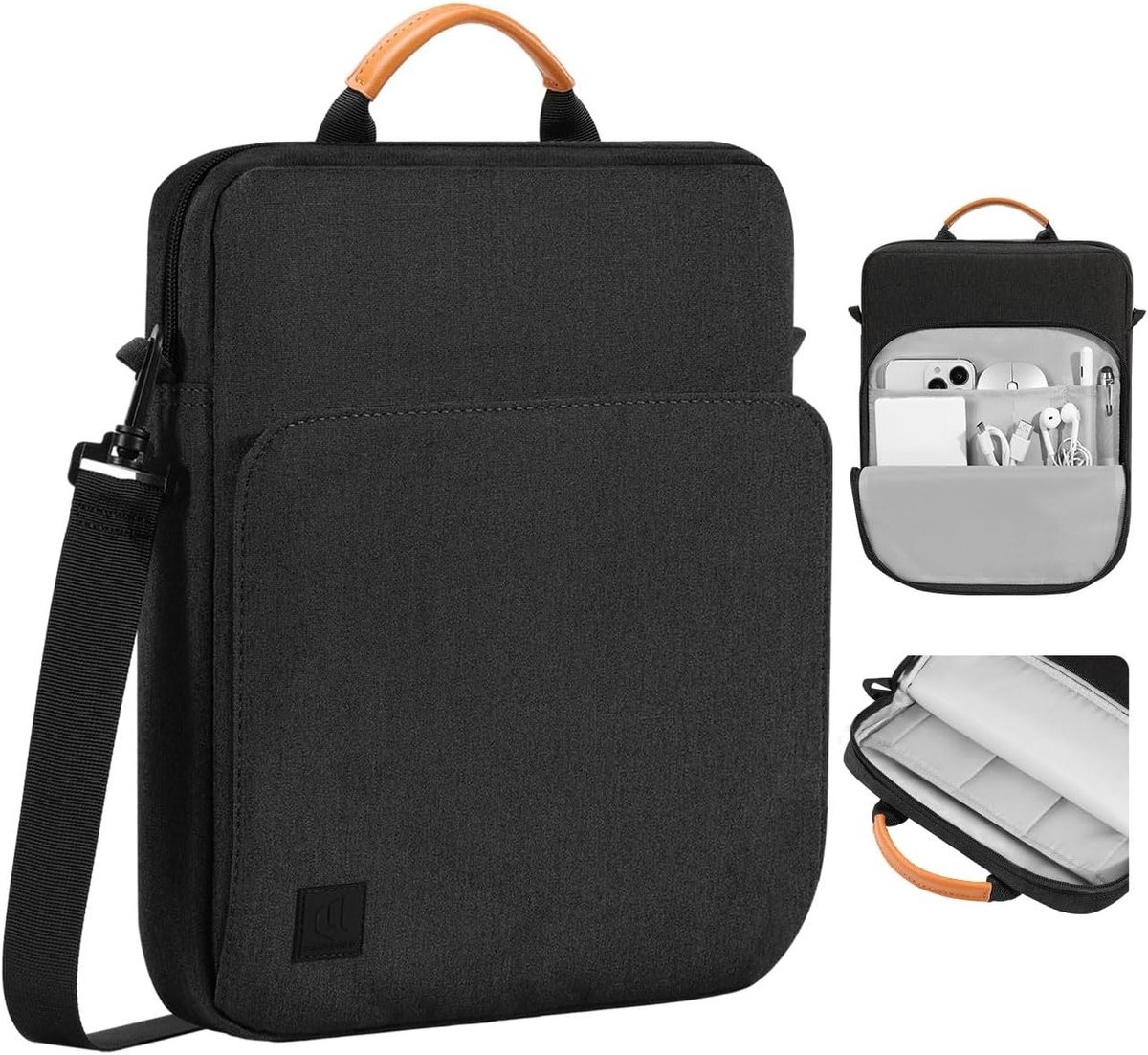 Tablet Sleeve Schoudertas voor 12.9 Inch Tablets met Handvat - Geschikt voor iPad Pro, Galaxy Tab en Meer - Zwart en Grijs