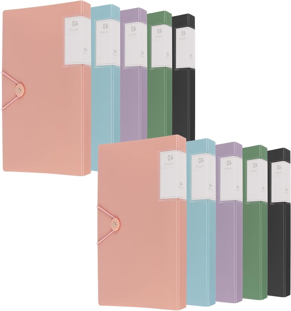 10 stuks A4-displaymappen met plastic hoezen, 40 vakken presentatiemap voor kantoor en schoolwerk, ideaal voor archivering en organisatie (5 kleuren)