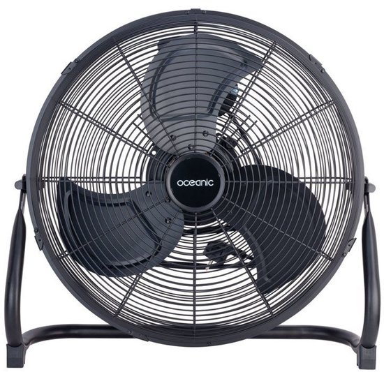 Industriële vloerventilator 120W 3 snelheden 45 cm bladen kantelbaar zwart Oceanic krachtige luchtcirculatie