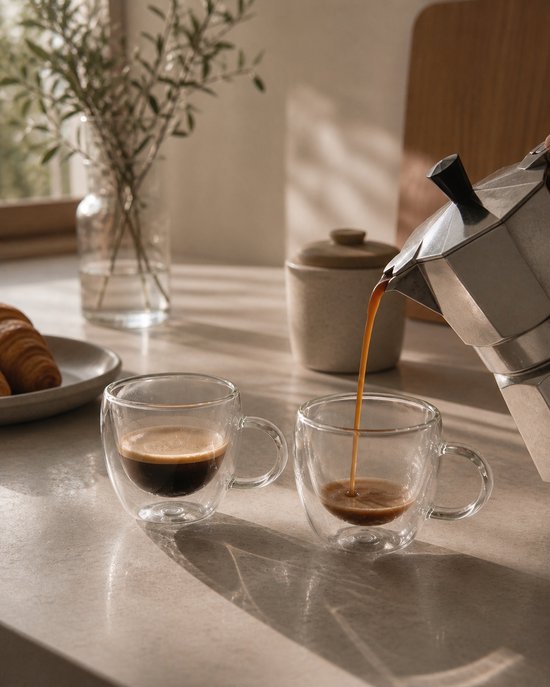 Verres à expresso à double paroi riches en verre - 80 ml - 2 pièces - Tasses à expresso - Tasses à expresso à double paroi - Verres à expresso - Tasses à expresso - Verres à double paroi