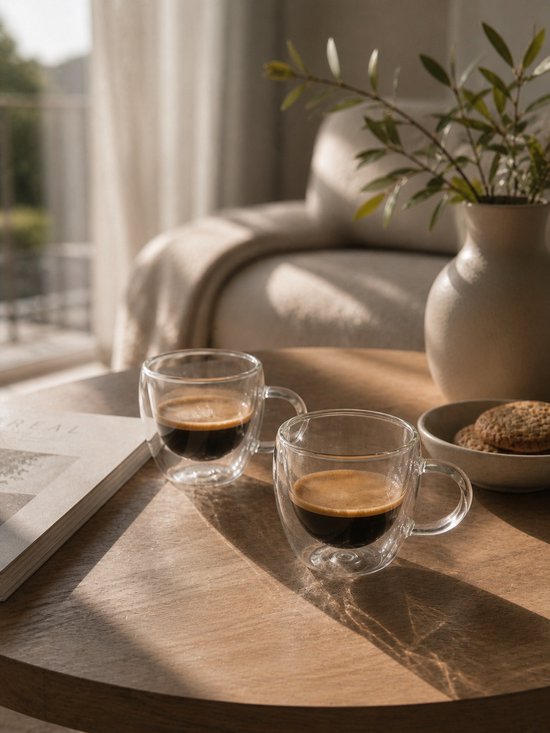 Verres à expresso à double paroi riches en verre - 80 ml - 2 pièces - Tasses à expresso - Tasses à expresso à double paroi - Verres à expresso - Tasses à expresso - Verres à double paroi