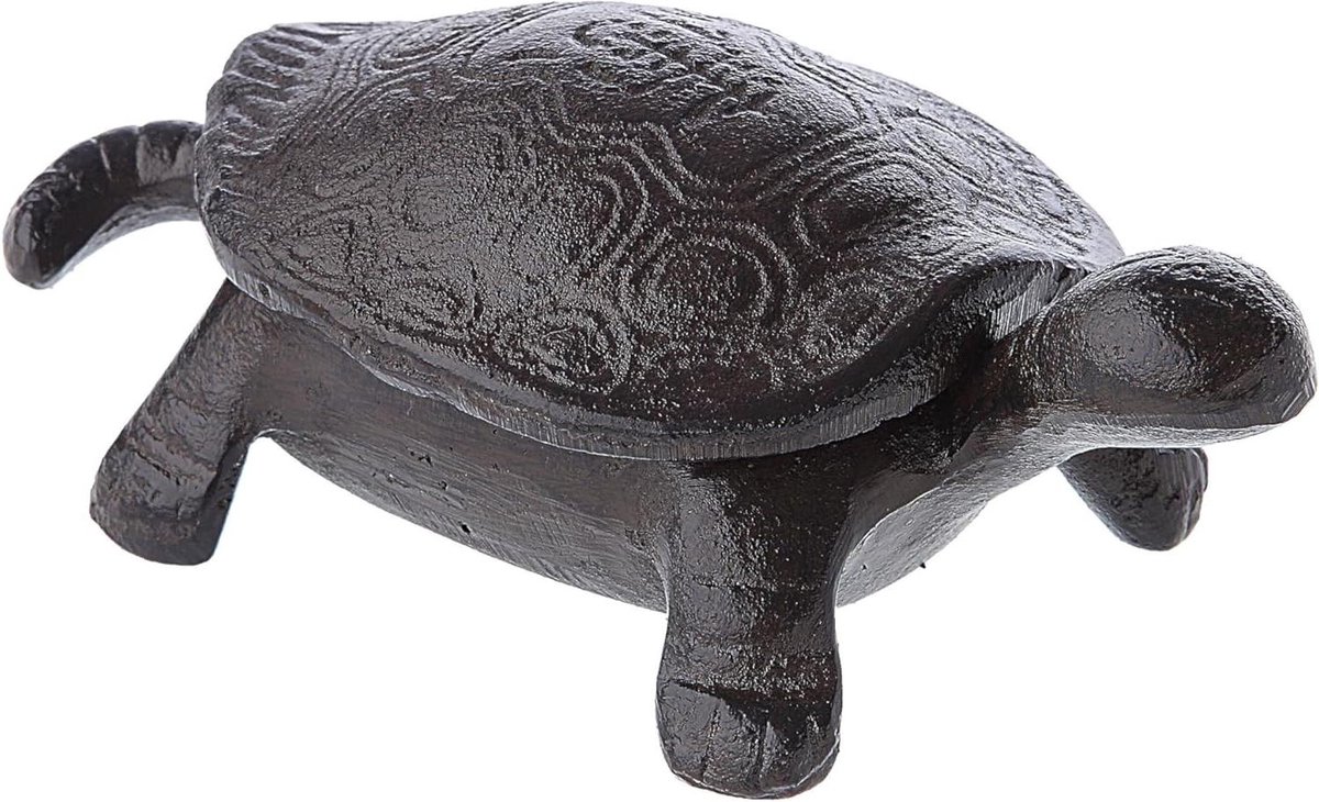 Schildpad Doos - Decoratieve Opberger - Sieraden Opbergen - Gemaakt Gietijzer - 16 cm Lengte - Groen
