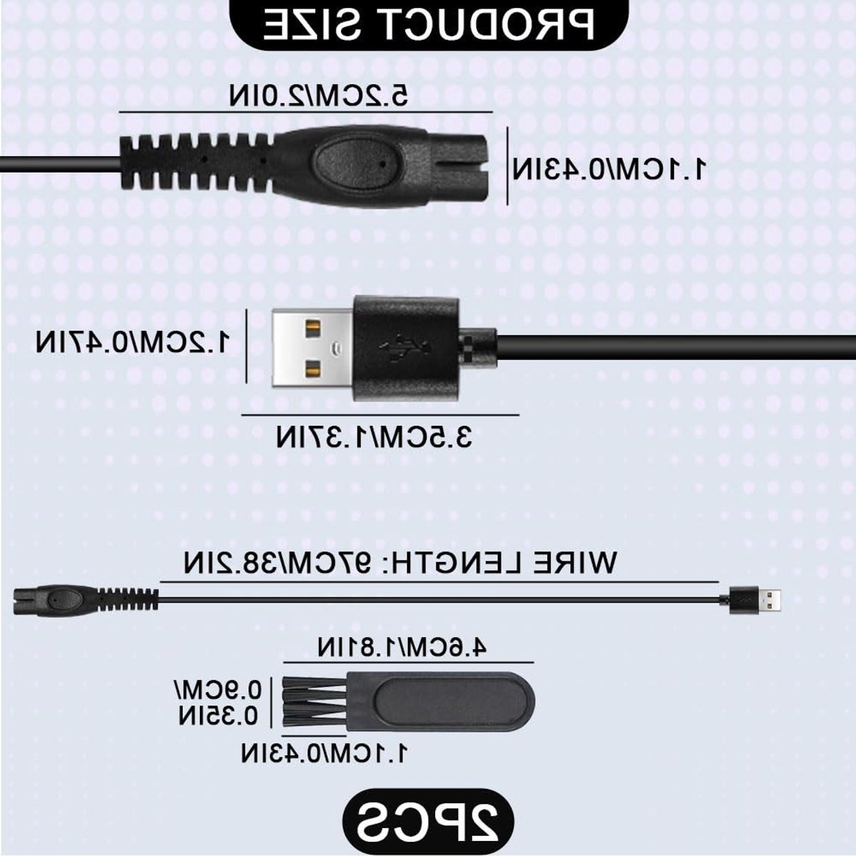 5V USB Oplaadkabel voor Scheerapparaten, Geschikt voor One Blade en MG Series, Inclusief 2 Reservekabels