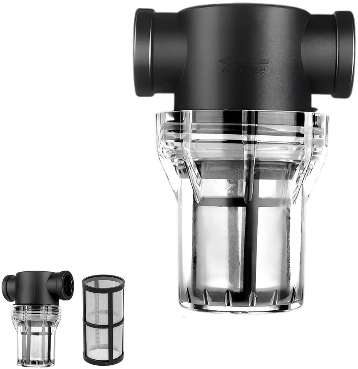 Efficiënte 3/4 Inch Waterfilter met 80 Mesh voor Tuin, Huishouden en Landbouwgebruik - RVS Inline Strainer en Transparante Waterpompfilter