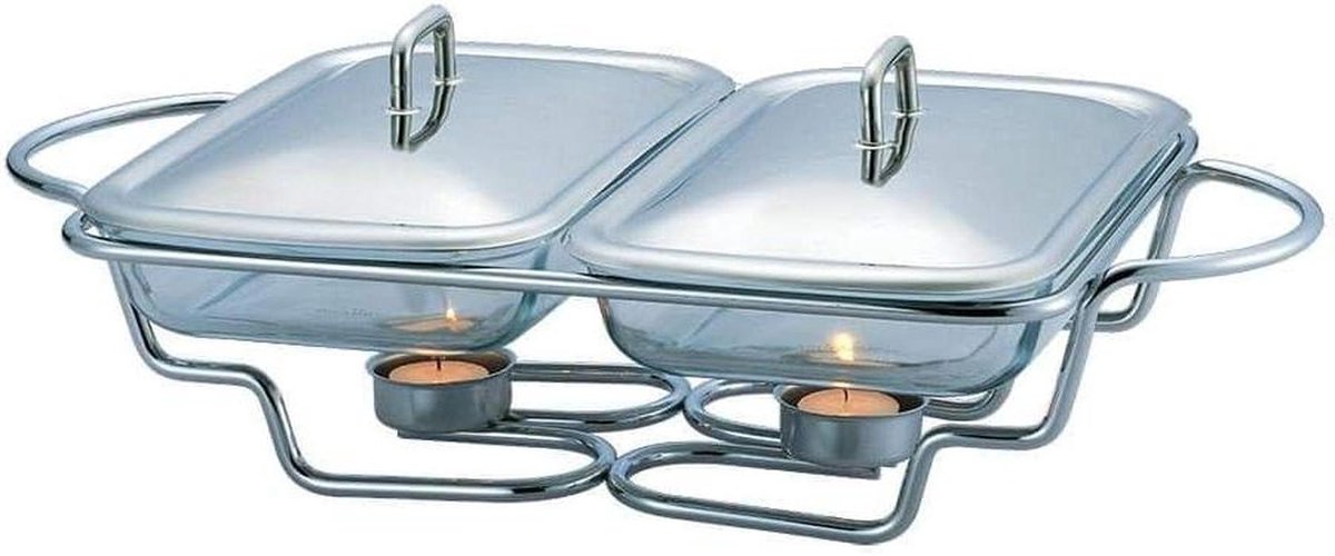 Voedselwarmer - Warmhoudbak - Eten Warm Houden - Dubbele Bakken - 2 x 15L - Zilver