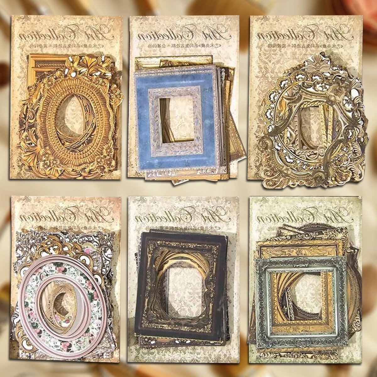Vintage Raam Frame Papieren voor Scrapbook Creaties - 180 Stuks Kleurrijk Decoratief Papier voor Knutselen, DIY en Creatieve Projecten