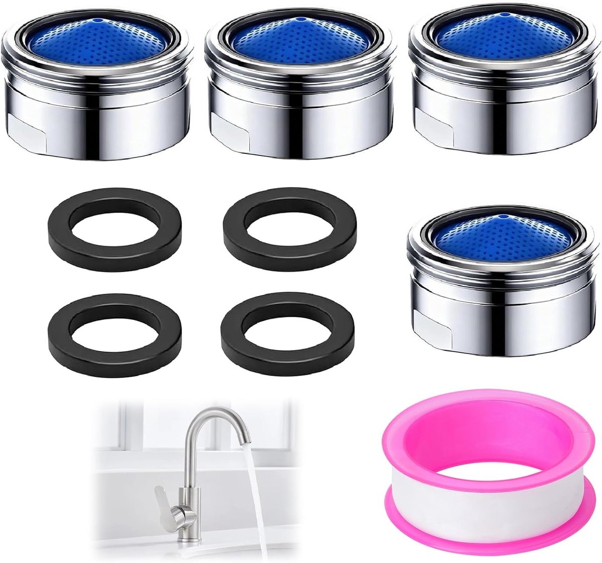 4 Stuks M22 Draad M22 Jet Regulator Messing met Filter - Waterbesparende Accessoires voor Keuken en Badkamer