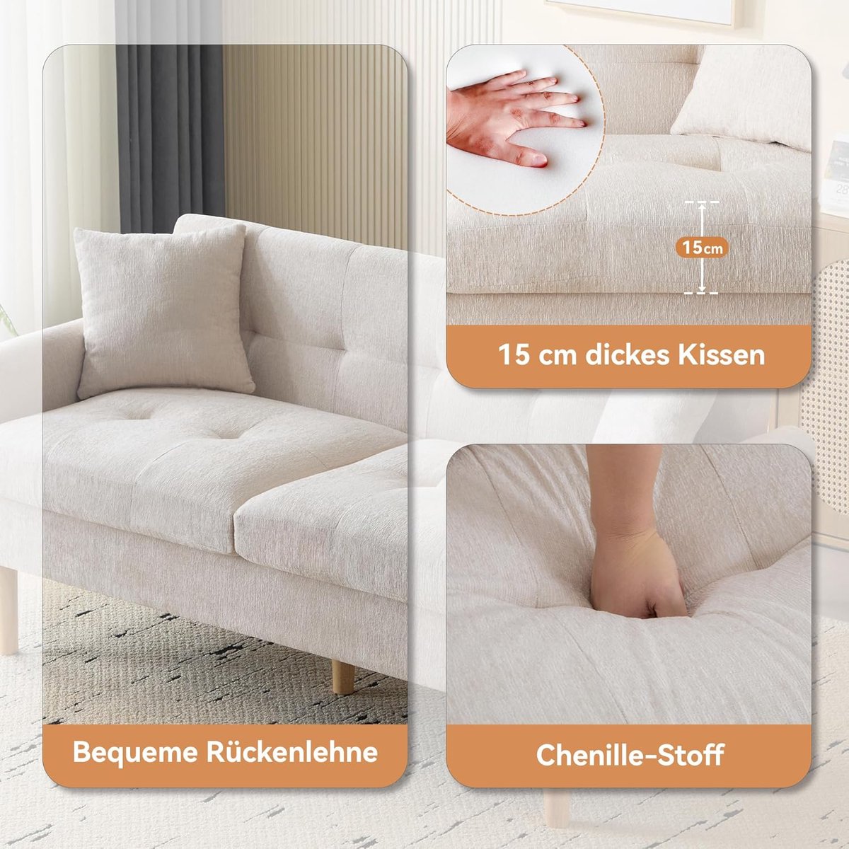 Luxe Hoekbank - Met Slaapfunctie - Beige - Arqam