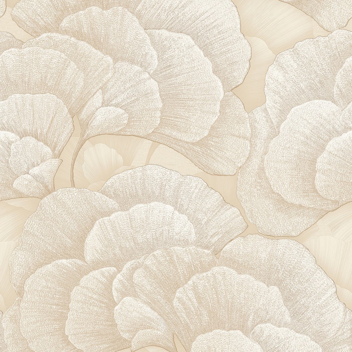 Bloemen behang Profhome RE521012-DI vliesbehang hardvinyl warmdruk in reliëf gestempeld met bloemmotief en parelmoer effect ivoor crèmewit zilver 5,33 m2