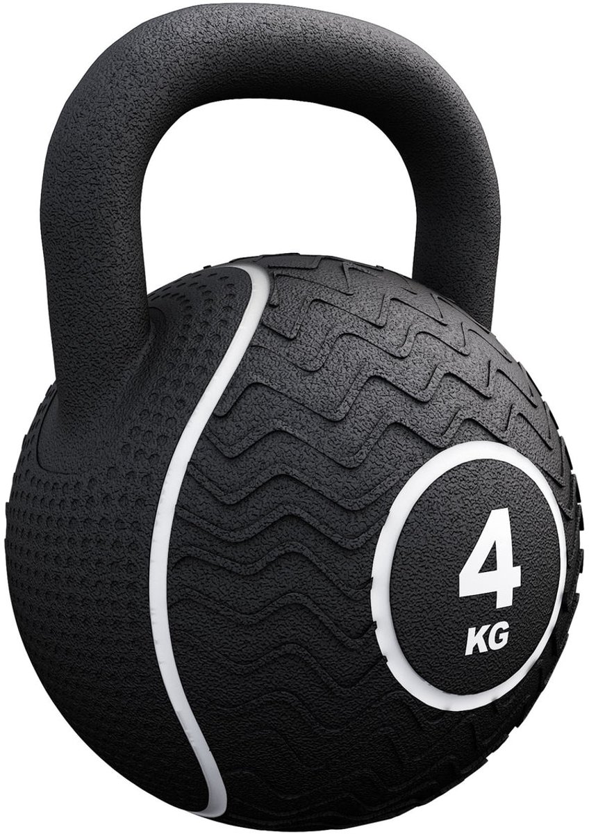Gorilla Sports Kettlebell - Gietijzer - Rubber - Gewicht - Zwart - 4 kg