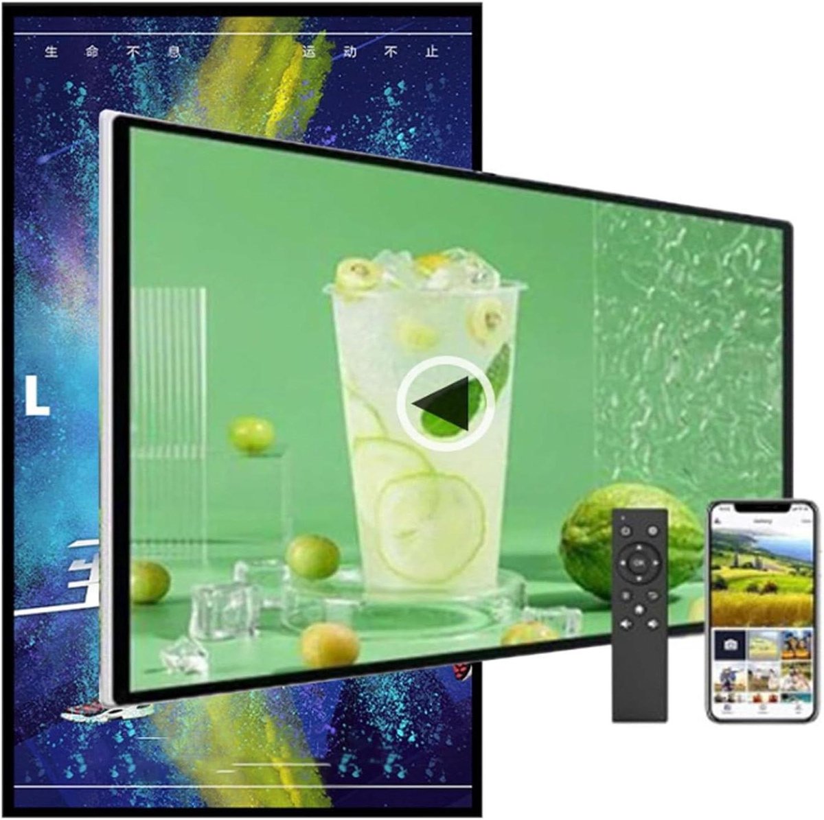 Digitale Signage Display - Reclame Mediaspeler - Commerciële Presentatie - Slim Gesplitst Scherm - 405 cm - Zwart