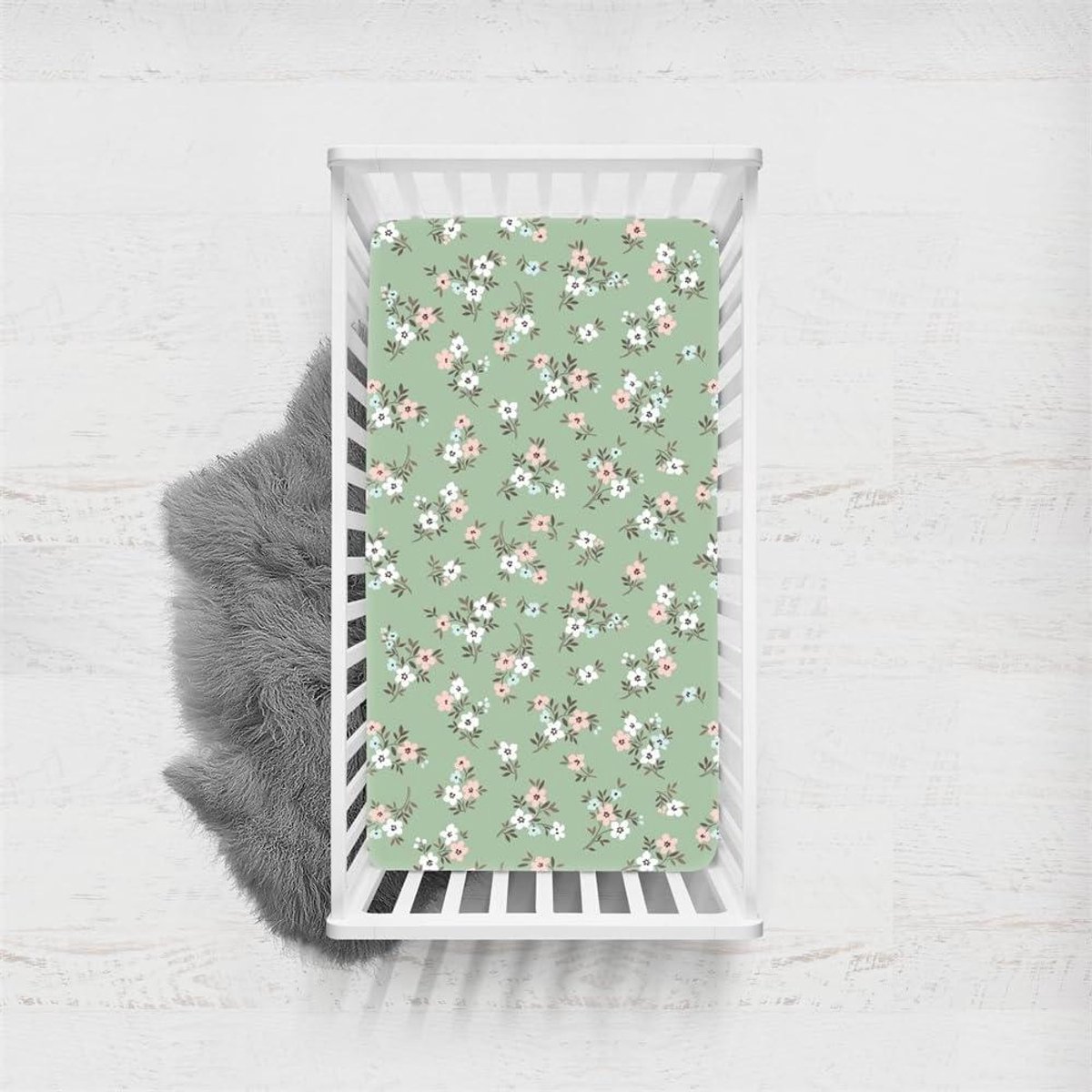 Kinder hoeslaken - Babybeddengoed - Veilig slapen - Elastische rand - 90 x 140 cm - Matcha groen