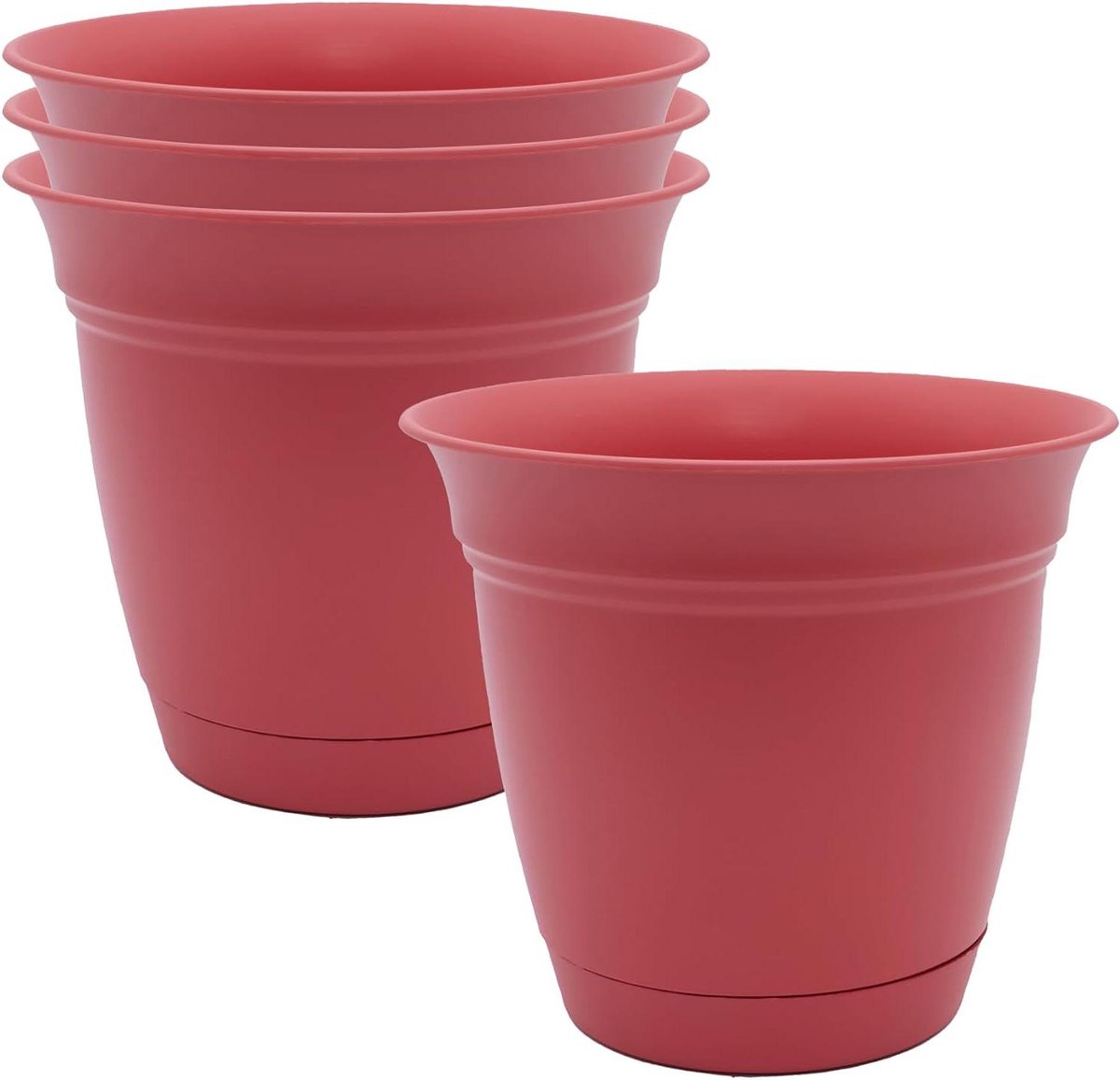Plantenbak met Onderschotel - Bloempot Ronde Pot - Planten Kweken - Slim Drainage Ontwerp - 15 cm - Roze