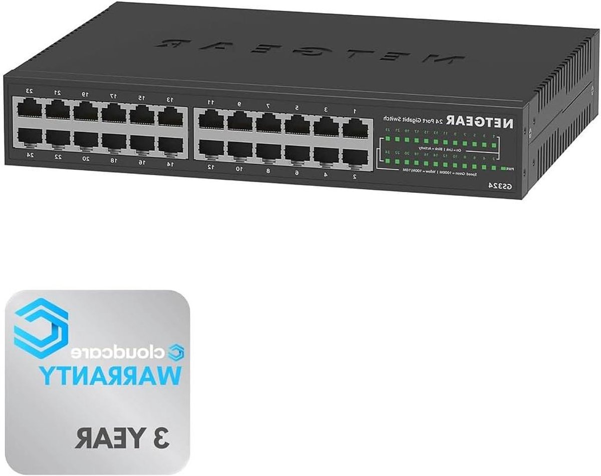 Gigabit Switch - Netwerk Switch - Netwerk Uitbreiden - 24 Poorten - Desktop Rack Muur - Zwart