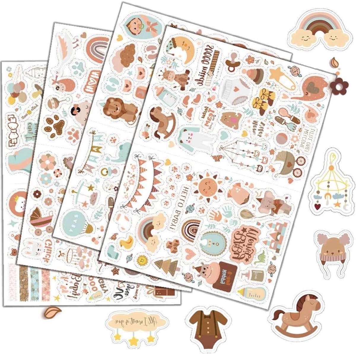 215 Stuks Baby Album Stickers voor Fotoalbums en Scrapbooks - DIY Decoratie voor Babyshower en Gastenboek