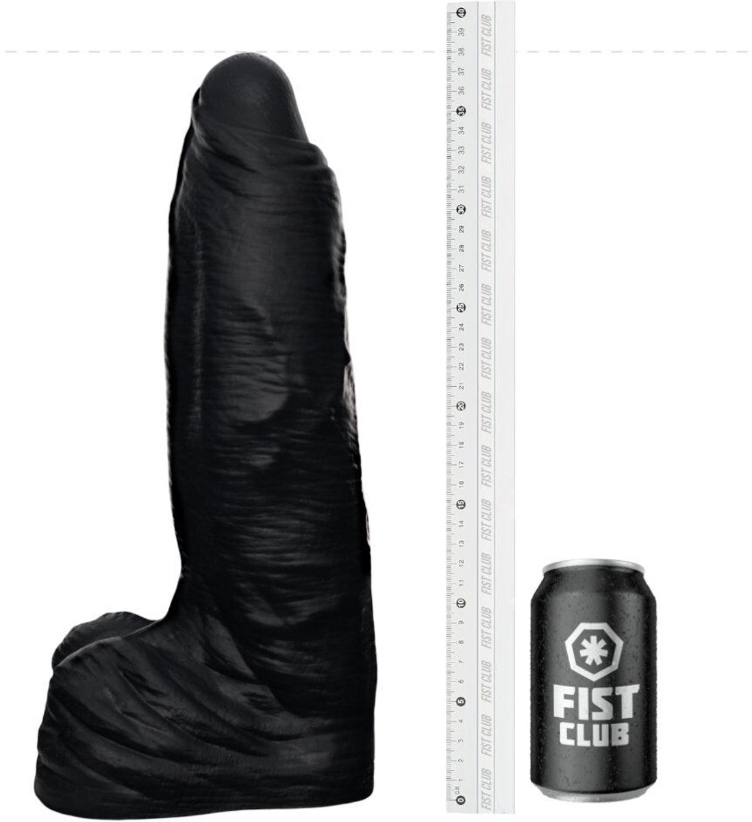 Fist Club - GIRTH QUAKE - Siliconen Dildo - 38 x 9,6 cm - Zwart