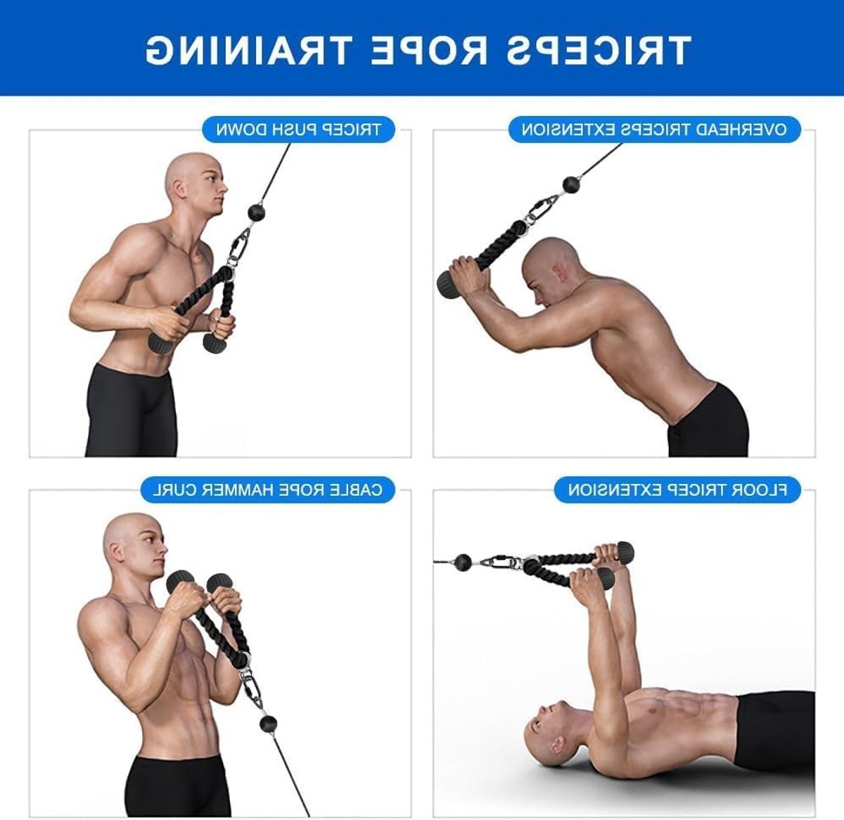 Fitness Handgrepen voor Triceps - 90 cm Pull Handle Bar met Weerstandsbanden en Antislip Handvatten voor Krachttraining en Spierversterking
