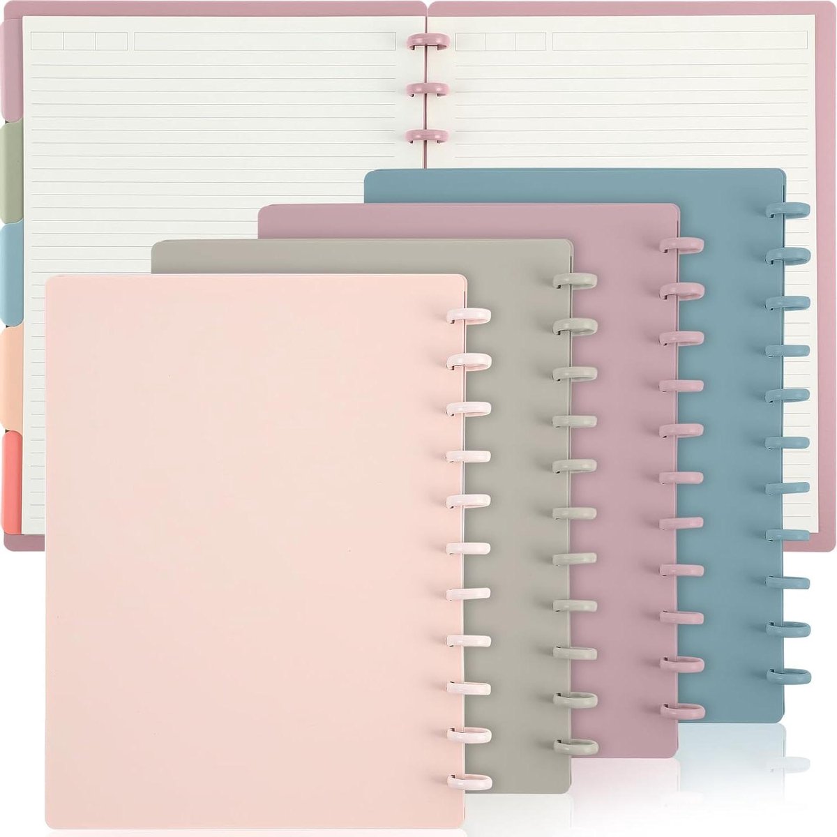 Gebonden Notebook Set - Hervulbaar Schrijfblok - Notities Maken - Verwijderbare Pagina's - 4 Sets - Helder Kleur