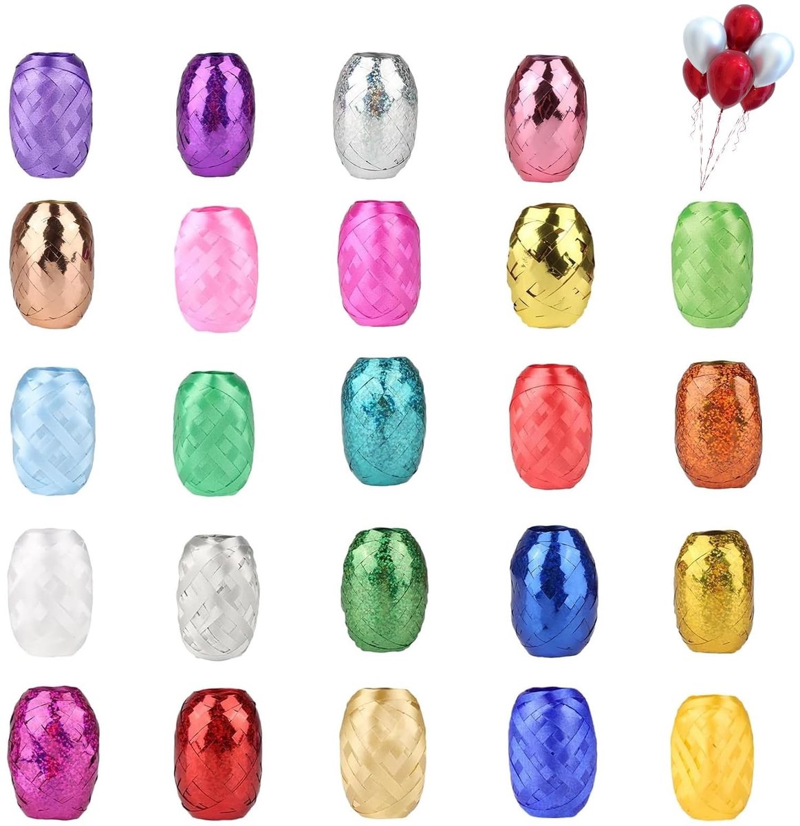 Store_8 - Cadeaulint - Decoratieve Linten set - 24 stuks - 5 mm x 10 m - Kleurenset - Feestdecoratie - Bruiloft en verjaardag