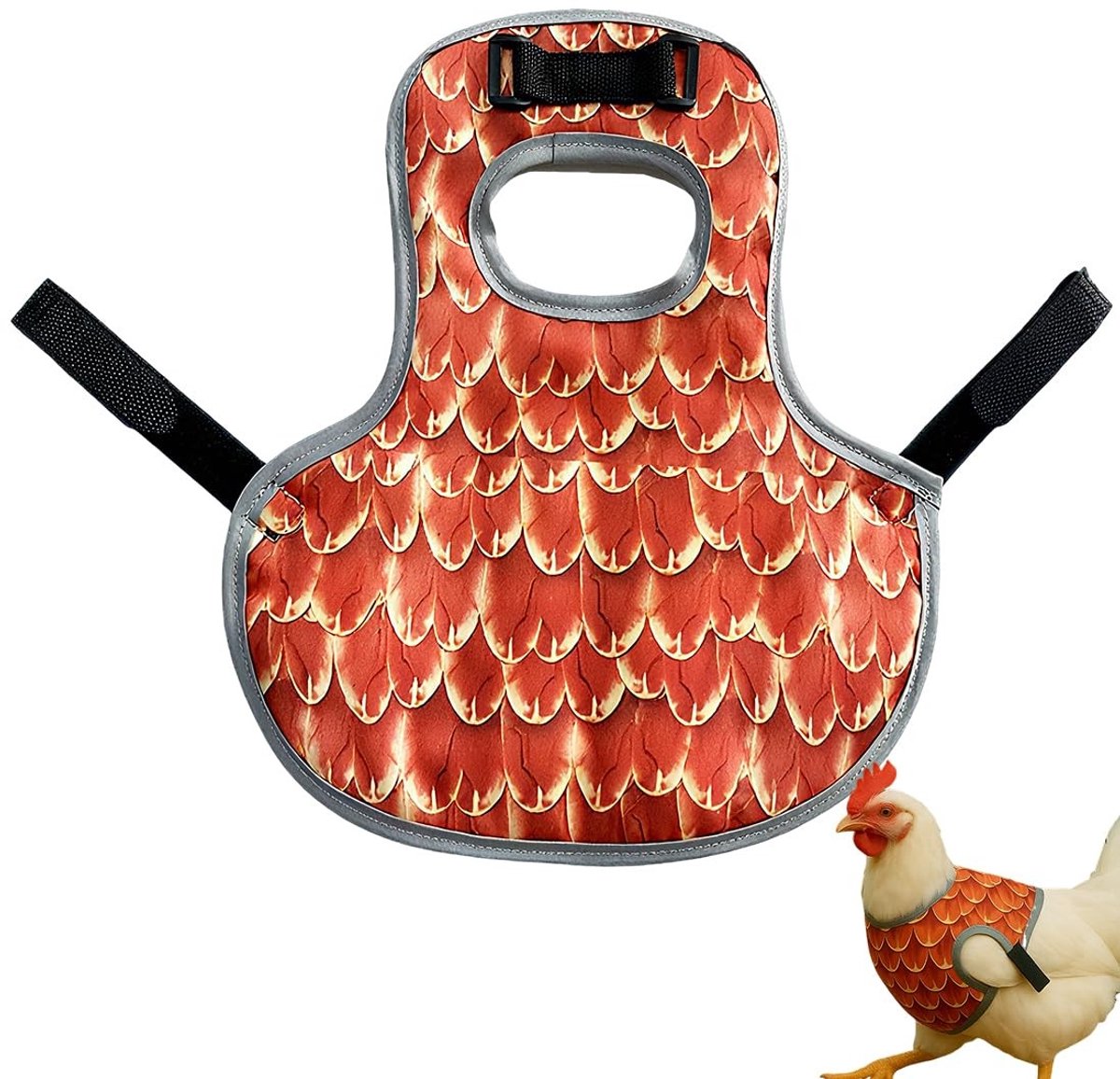 aladdien - Chicken Saddle Bescherming - Waterdichte Harnas voor Kippen - Verstelbare Band - Rood- Oranje - Bescherming voor Kippen - Honden en Katte...