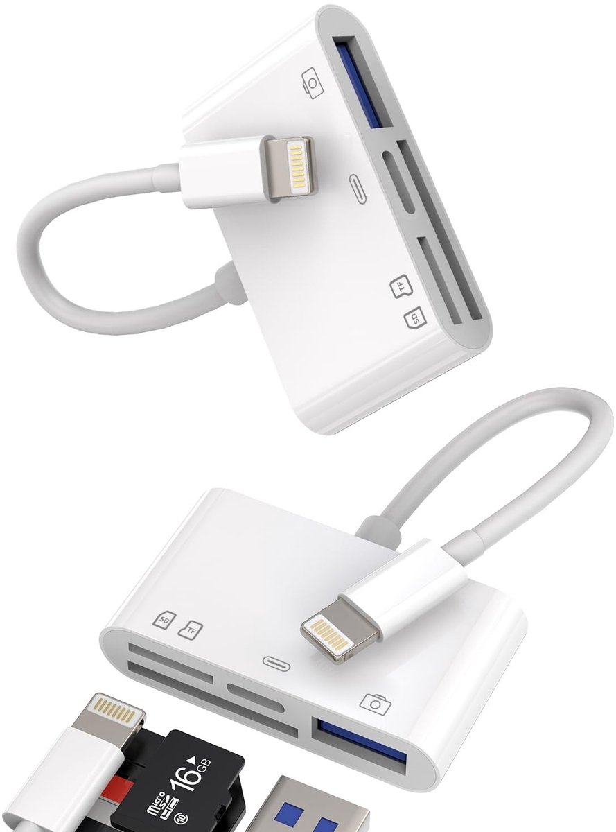 VT Goods - Lightning Card Reader - Snelle Gegevensoverdracht - Compact en Lichtgewicht - Geschikt voor iPhone en iPad - Ideaal voor Fotodelen en Ops...
