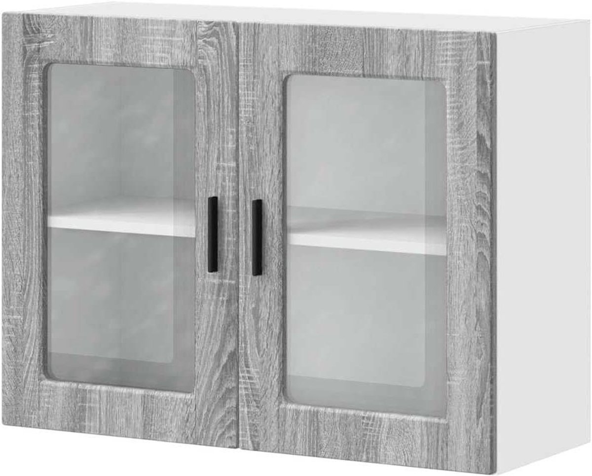 Keukenwandkast - Muurkast Keuken - Keuken Organiseren - Glazen Deur - 80 cm - Sonoma Eiken