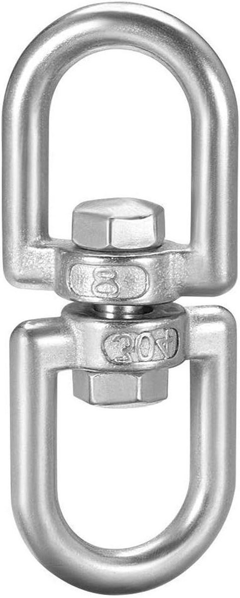Hijsring Dubbel Oog - Roterende Connector - Touw Bevestigen - 360 Graden Draaibaar - 470 KG Draagkracht - Zilverkleurig