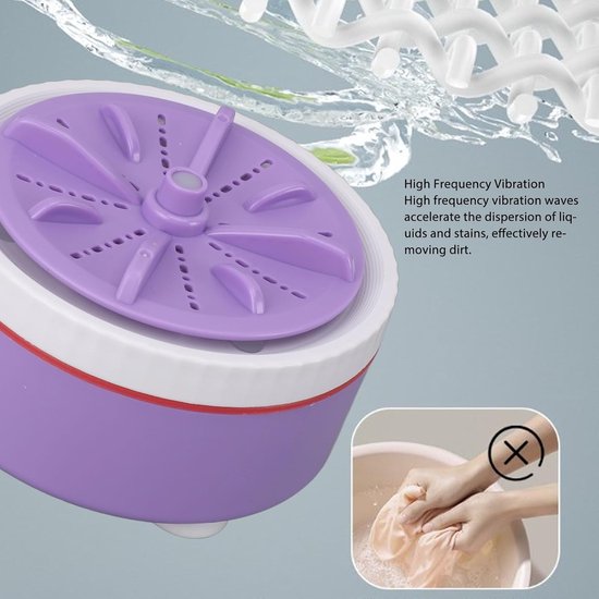 Mini Wasmachine - Draagbare Reiniger - Kleding Wassen - USB Aangedreven - 15 x 11 x 7 cm - Paars van MINI — afbeelding 3