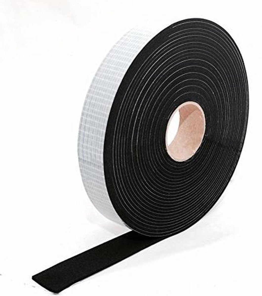 Celrubber Afdichtingsband - Schuimrubber Tape - Isoleren en Dichten - Geslotencellig EPDM - 5m Rol 25x2mm - Zwart