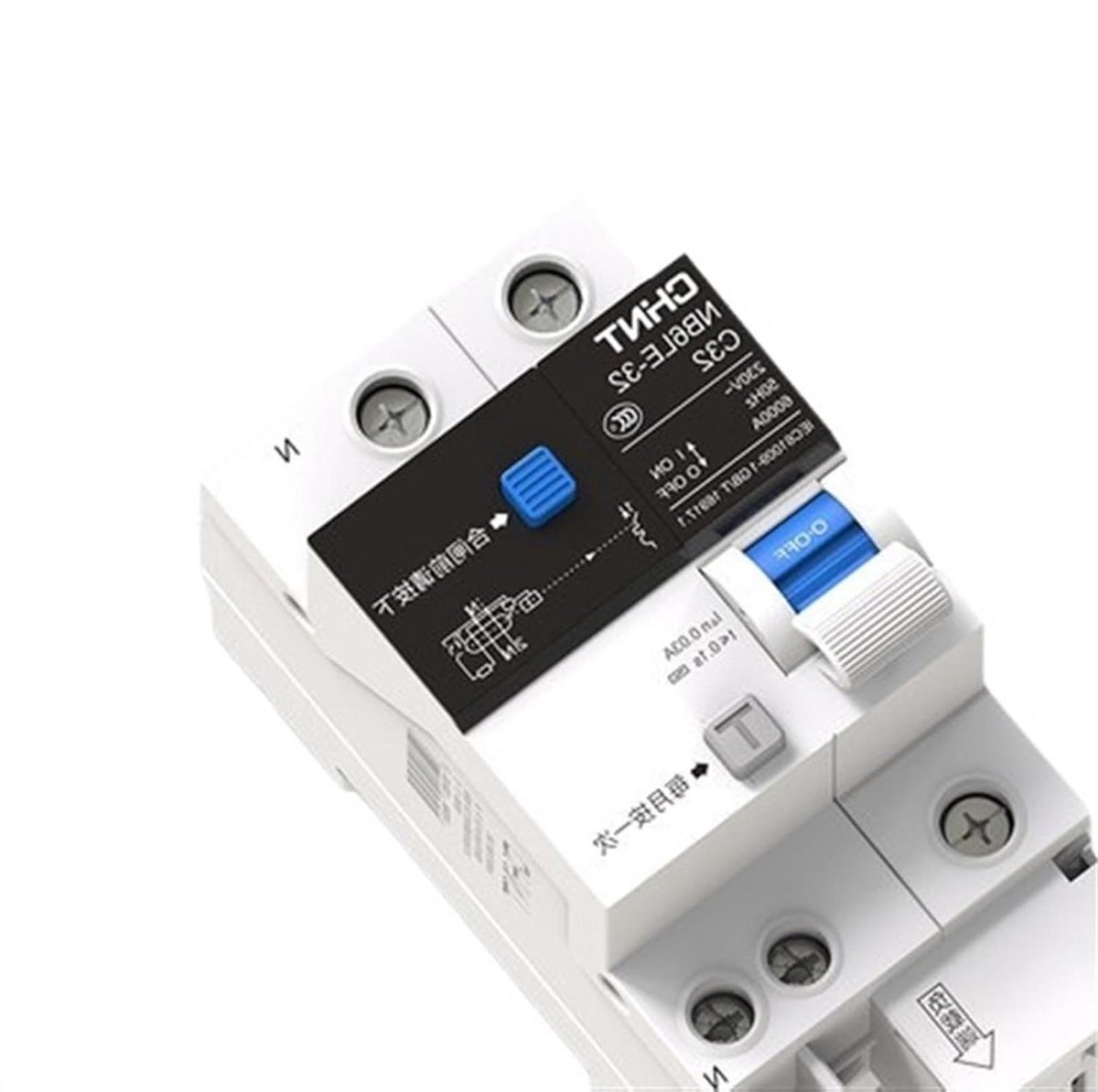 Aardlekschakelaar - Stroomonderbreker - Veilige Stroomvoorziening - Miniatuur Compact - 1P+N 001A - Grijs