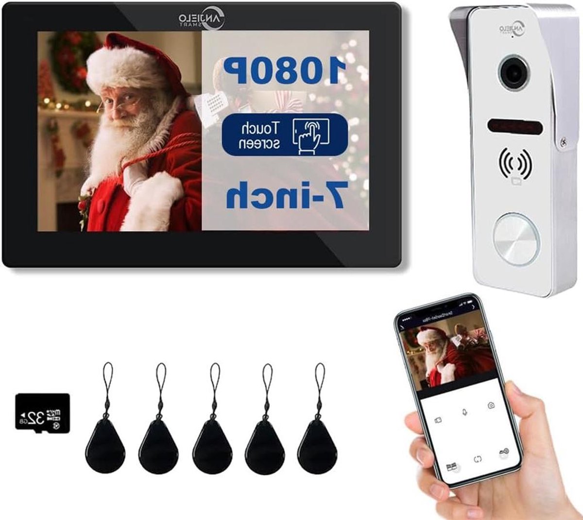 Video Deurintercom Systeem - Beveiligingscamera Deur - Bezoekers Ontvangen - 1080P HD Touch Monitor - 7 Inch Scherm - Zwart