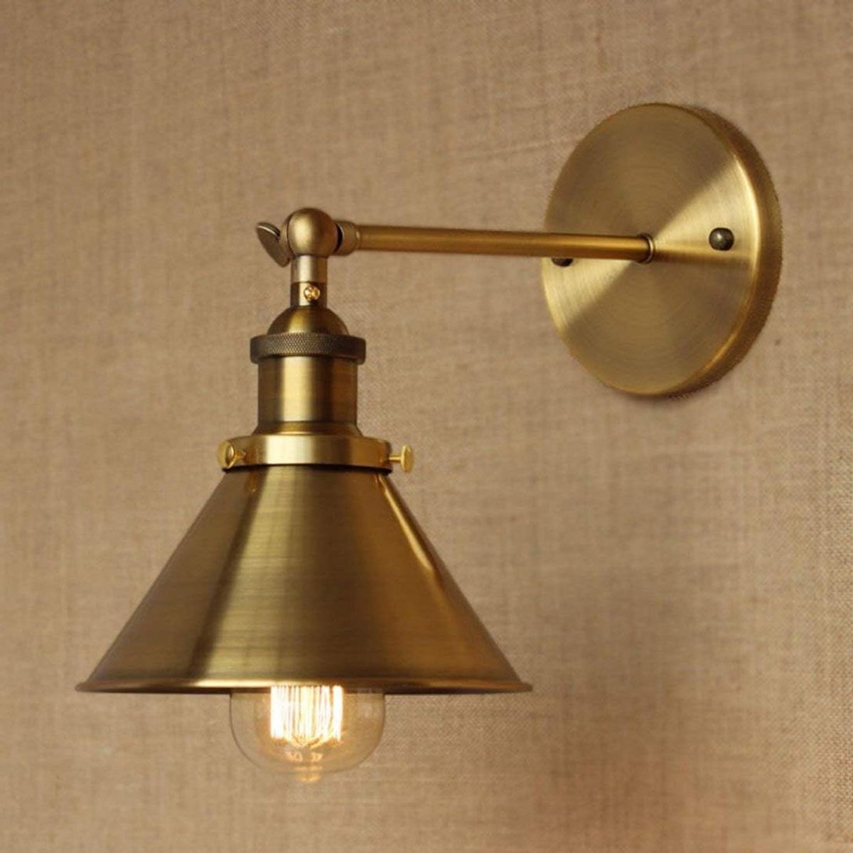 Wandlamp Metaal - Hanglamp Plafondlamp - Decoratieve Verlichting - Retro Stijl - 19 cm Breed - Goud