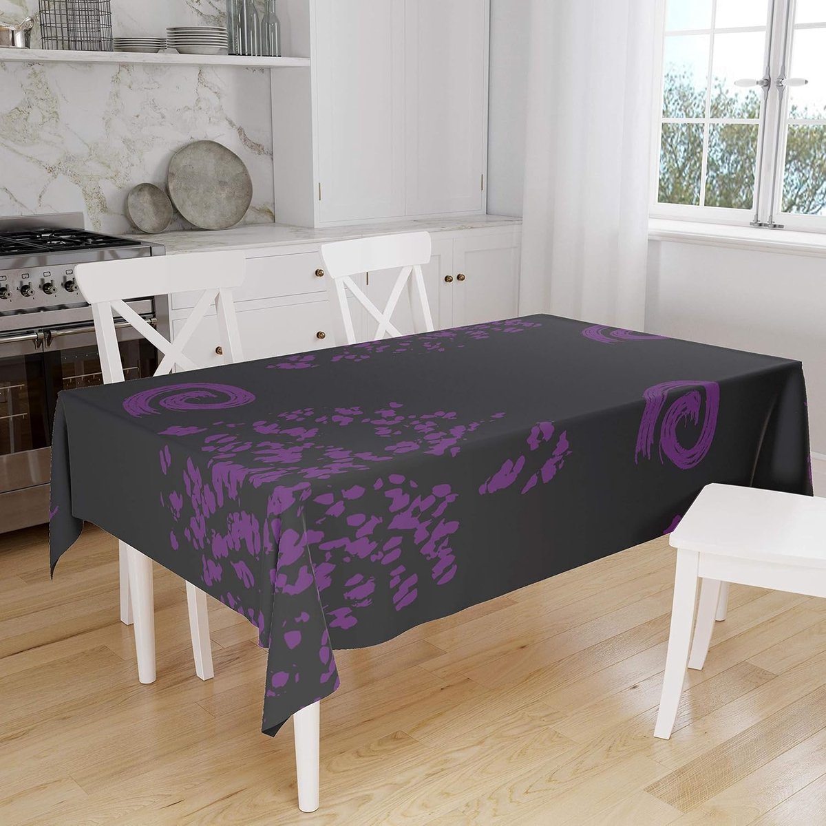 Tafelkleed - Beschermhoes - Tafel decoreren - Waterafstotend - 140x160 cm - Paars zwart